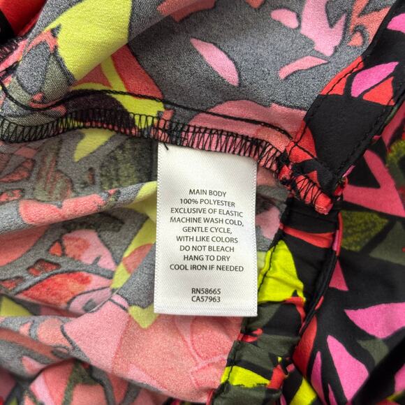 Open Edit Satin Floral Wrap Style Crop Top XS Long Sleeve Back Tie Elastic Waist - Picture 5 of 6